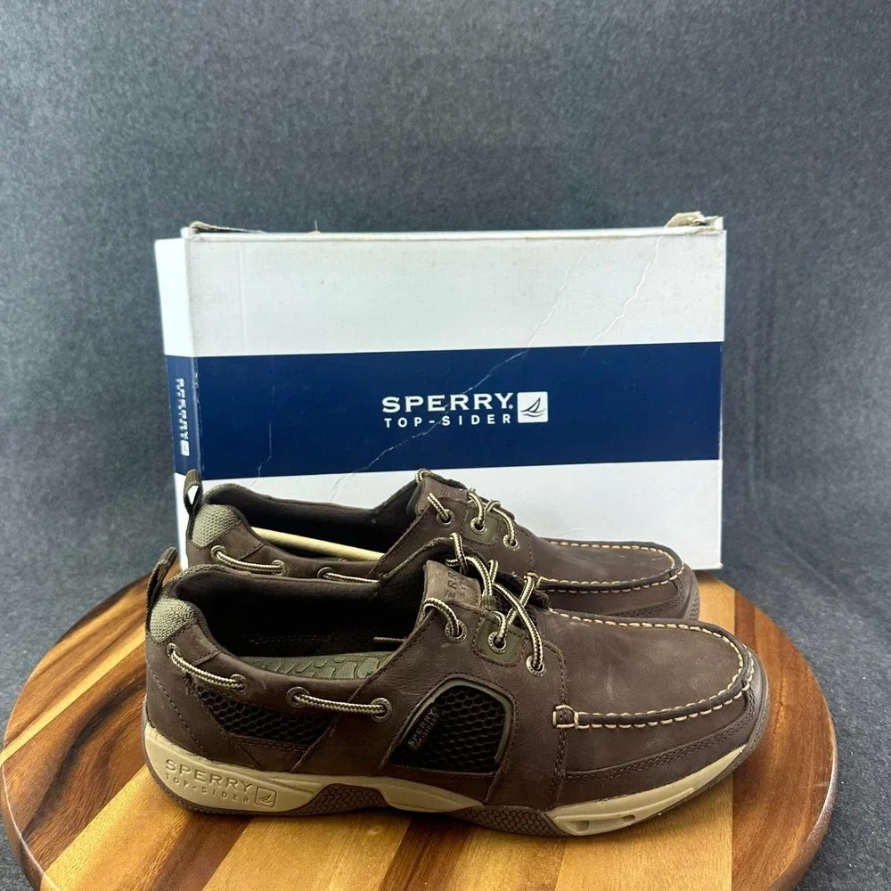 Sperry Top-Sider Seakite Sport Moc Mens 11M Brown Leather Boat Shoes STS10004